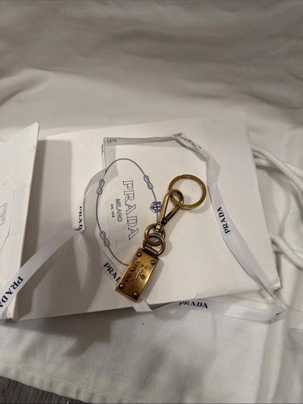 Prada Brass-Tone Logo Key